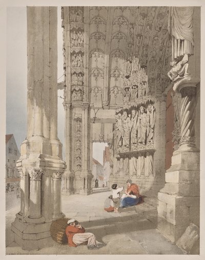Paris, Ghent, Antwerp, Rouen'de Pitoresk Mimari: Chartres Katedrali'nin Güney Sundurması, Chartres, Fransa by Thomas Shotter Boys