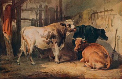 Bir Ahırda Bir Boğa ve Üç İnek, c1856 by Thomas Sidney Cooper