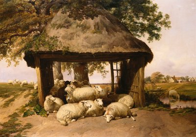 Barınak Altında Dinlenen Koyun by Thomas Sidney Cooper
