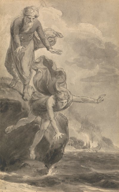 Fenelon'un "Ulysses oğlu Telemachus'un Maceraları" adlı eserinin Altı İllüstrasyonundan biri by Thomas Stothard