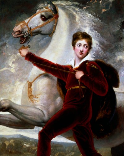 Kırmızı kadife takım elbiseli bir çocuğun portresi by Thomas Stothard
