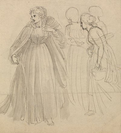 Resim Çalışması - Hizmetçileriyle Bir Prenses by Thomas Stothard