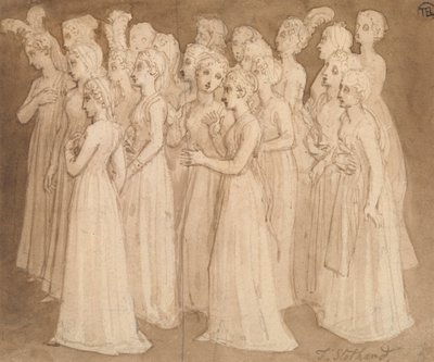 Sola Yürüyen Bir Grupta Yirmi Genç Kız by Thomas Stothard