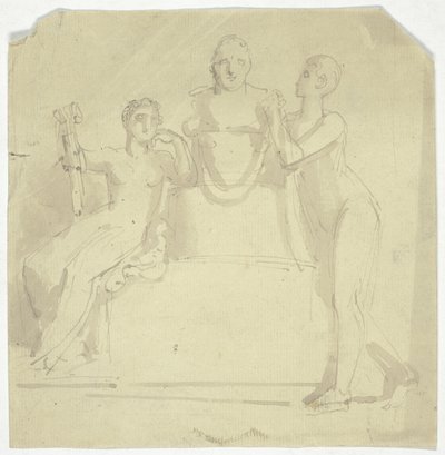 Göğüslü İki Kadın Figürü by Thomas Stothard