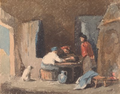 Bir Kulübenin İçindeki Masadaki Figürler by Thomas Sully