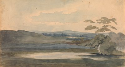 Ağaçlar ve Dağlarla Manzara, Ön Planda Göl by Thomas Sully