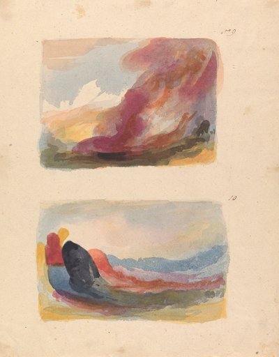 Bir Sayfada İki Çizim: Manzara - Renkli Yıkama, Titian (no. 9); Manzara - renkli yıkama, Rubens (no. 10) by Thomas Sully