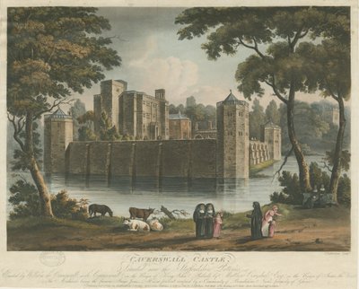 Caverswall Kalesi: renkli aquatint gravür, 1 Şubat 1817 by Thomas Sutherland