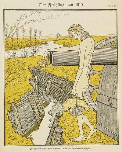 1915 baharı, bir Alman dergisi olan 'Simplicissimus'tan illüstrasyon, c.1915 (litho) by Thomas Theodor Heine