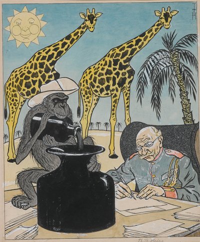 Sömürgeler Alman hükümeti altında gelişemez, çünkü mürekkep kurur..., 1903. by Thomas Theodor Heine