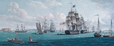 ABD Gemisi Franklin, New York Körfezi Manzaralı, 1820