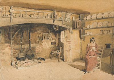Surrey'deki Brackham'da Çiftlik Evi Mutfağı by Thomas Uwins