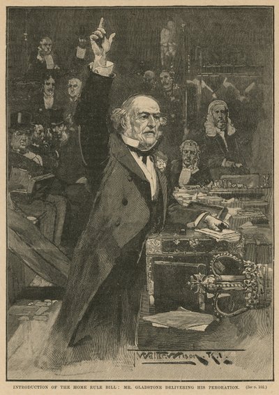 Ev Kuralı Tasarısının Tanıtımı - Bay Gladstone konuşmasını sunarken by Thomas Walter Wilson
