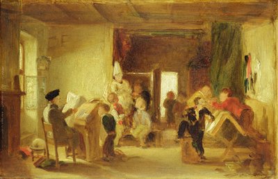'Okul Odası' İçin Bir Çalışma (panelde yağlı boya) by Thomas Webster