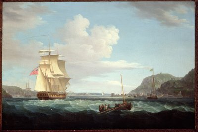 Darağacı Tepesi, Broad Bay, Lewis Adası, Hebrides Headland açıklarında bir Longboat ile bir İngiliz Fırkateyni by Thomas Whitcombe