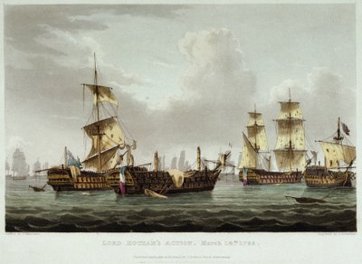 Lord William Hotham (1736-1813) tarafından yönetilen deniz savaşı, 14 Mart by Thomas Whitcombe