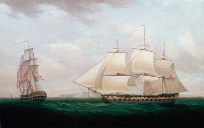 Bir Sahil Açıklarında İki Doğu Hindistanlı, Thomas Whitcombe, c1850 by Thomas Whitcombe