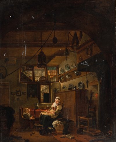 Hollandalı Çiftlik Kulübesinin İçi by Thomas Wijck