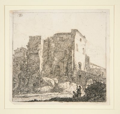 Bir Balıkçı ile Harabeler ile Manzara by Thomas Wijck
