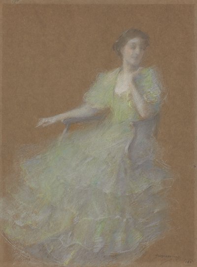 Yeşil ve Altın, c.1923-1926 (kağıt üzerinde pastel) by Thomas Wilmer Dewing