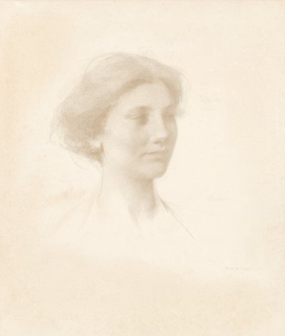 bir kızın başı by Thomas Wilmer Dewing