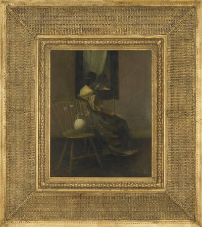Ayna, 1907 (ahşap panel üzerine yağlı boya) by Thomas Wilmer Dewing