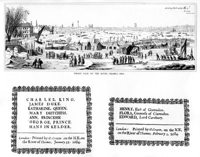 Thames Nehri üzerindeki buz panayırı ve baskı örnekleri, Şubat 1684, 1840 by Thomas Wyck