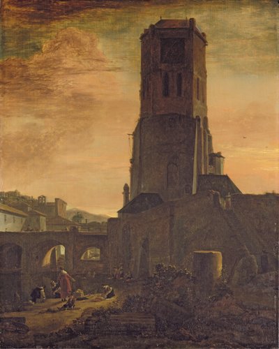 Bir Kulenin Dibinde Çamaşırcı Kadınlar (panel üzerine yağlıboya) by Thomas Wyck