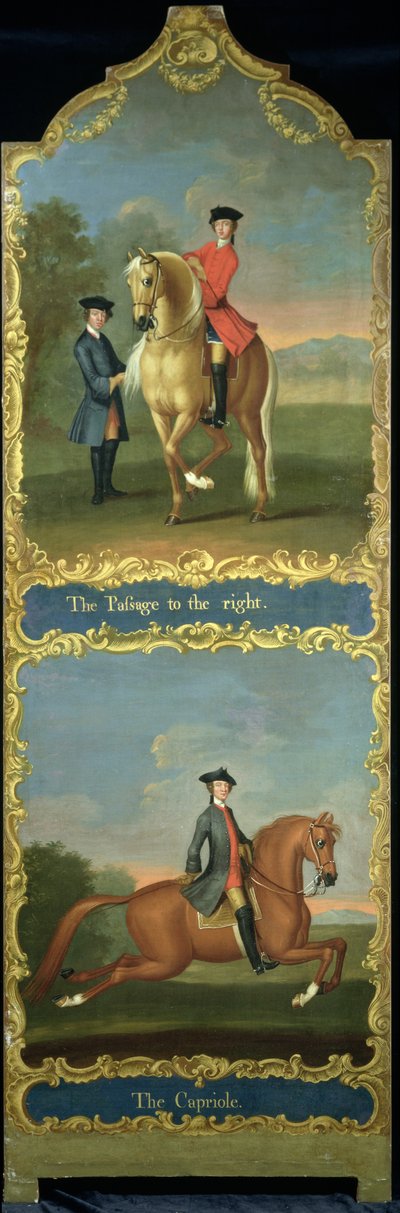 'Sağa Geçiş' (üstte) ve 'Capriole' (altta), c.1750 by Thomas, of Pall Mall Butler