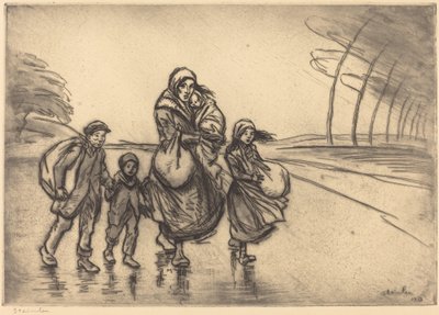 Yağmurda: Anne ve Çocuklar, 1915. by Théophile Alexandre Steinlen