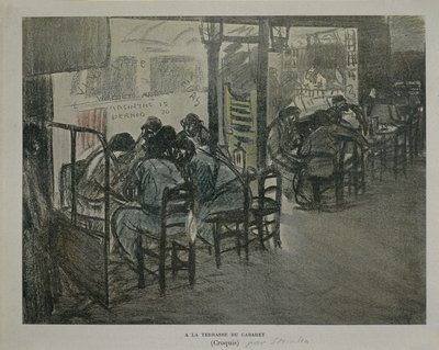 Paris kafenin terasında, Theophile Alexandre Steinlen tarafından, eskiz by Théophile Alexandre Steinlen