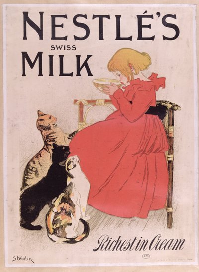 Poster Reklam Nestle'nin İsviçre Sütü, 19. yüzyıl sonu (renkli gravür) by Théophile Alexandre Steinlen