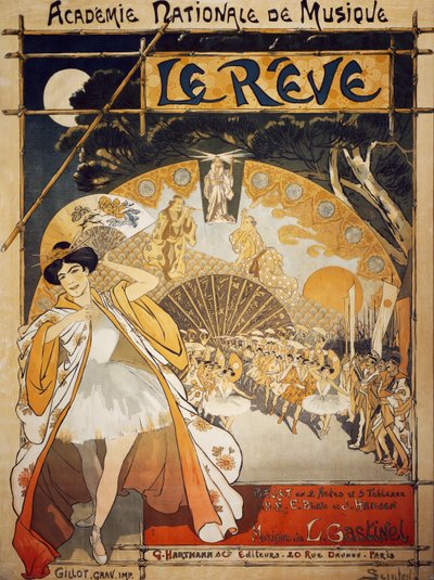 Le Reve posteri, bale Alfred-Edouard Blau ve Joseph Hansen, müzik Leon Gastinel, Academie Nationale de Musique, Paris, Yayınlayan Hartmann, Paris by Théophile Alexandre Steinlen
