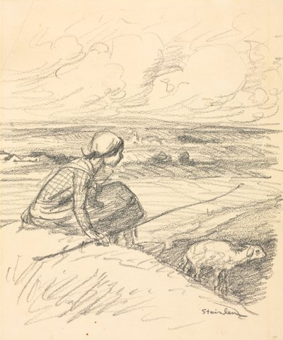Çoban, 19. yüzyılın dördüncü çeyreği veya 20. yüzyılın ilk çeyreği. by Théophile Alexandre Steinlen