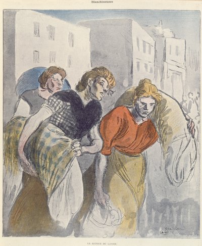 Çamaşırhaneden Dönen Çamaşırcı Kadınlar, 19. Yüzyılın Sonları by Théophile Alexandre Steinlen