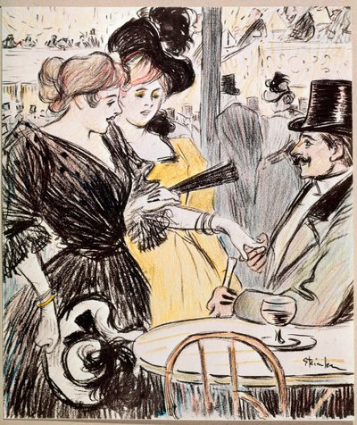 Kafe konseri. (Çizim, 19. yüzyıl sonu) by Théophile Alexandre Steinlen