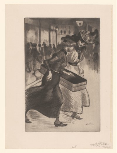 Sokakta yürüyen iki kadın Les deux trottins by Théophile Alexandre Steinlen