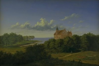 Bir malikane ile bir manzara. Kompozisyon by Thorald Læssøe