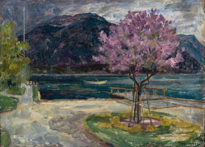 Çiçek Açan Badem Ağacı ile Sahil Manzarası by Thorolf Holmboe
