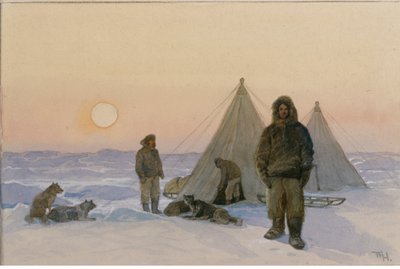 Kutup kaşifleri (kağıt üzerine sulu boya) by Thorolf Holmboe