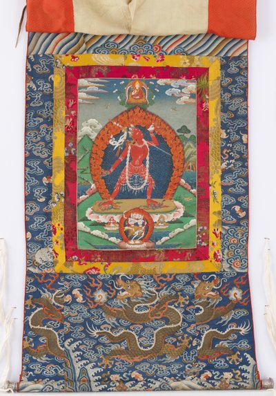 Dakini, 19. yüzyıl resmi, 19. ve 18. yüzyıl tekstil bordürleri by Tibetan School