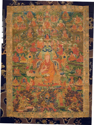Üçüncü Panchen Lama Losan Penden Yeshe (kumaş üzerine guaj boya) by Tibetan School
