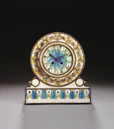 Favrile mozaik şömine saati (cam ve bronz) by Tiffany and Company