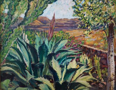 Lanzarote Manzarası, 2023 (tahta üzerine yağlıboya) by Tilly Willis