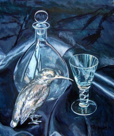Silver Kingfisher 2018 ile Natürmort (tuval üzerine yağlı boya) by Tilly Willis