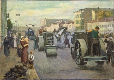 Moskova par Pustovalov, Timofei Ermilovich (1891-1944) yeniden inşası. Tuval üzerine yağlı boya, ebat : 82x115 by Timofei Ermilovich Pustovalov