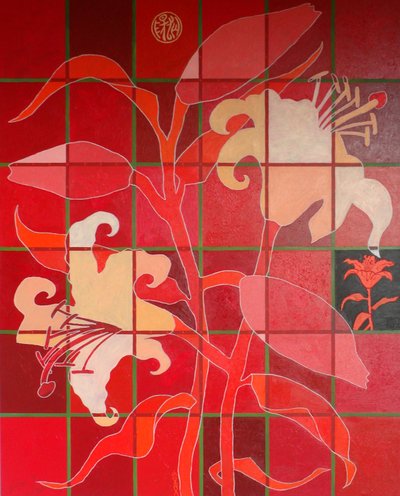 Fransız vermilyon zambak, 2012, tuval üzerine yağlıboya by Timothy Nathan Joel