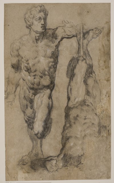 Bir erkek figürü heykelinin iki çalışması by Tintoretto