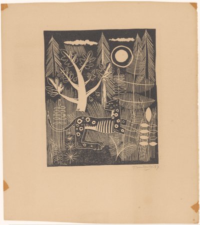 Leopar ile orman manzarası by Tinus van Doorn (signed by artist)