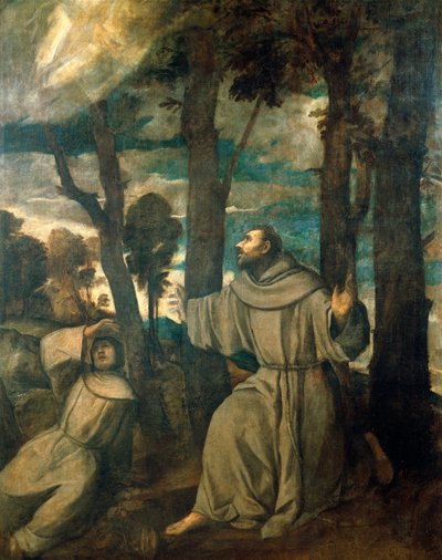 St Francis stigmata alıyor by Titian (c.1488 1576)